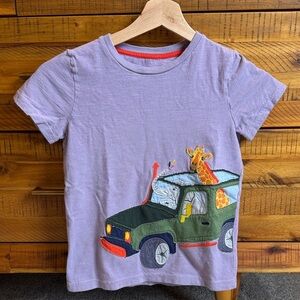 Mini Boden Kids Purple T-Shirt with Giraffe and Car Design